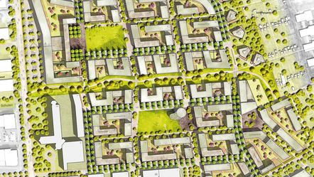 Lauréat du concours urbanistique avec réalisation du terrain - «Heiligkreuzareal» á Mainz