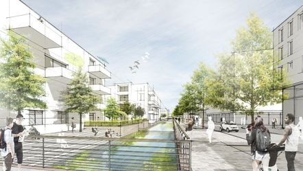 Grachten im Stadtquartier Zollhafen Mainz