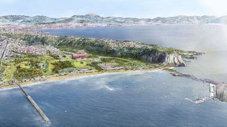Neue Landschaft um ehemaliges ILVA Eisen- und Stahlwerk Bagnoli, Neapel